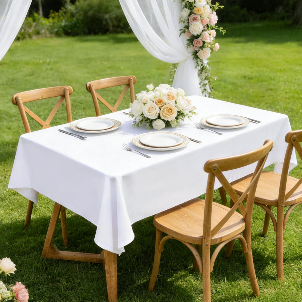 2 Pack 60x90 Inch Rectangle Tablecloth Washable White Table Cloth