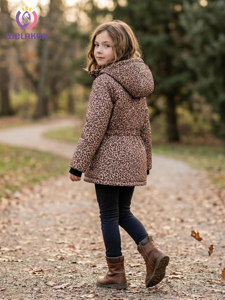 Girls Fleece Lined Hooded Jacket Long Sleeve Zip Up Coat