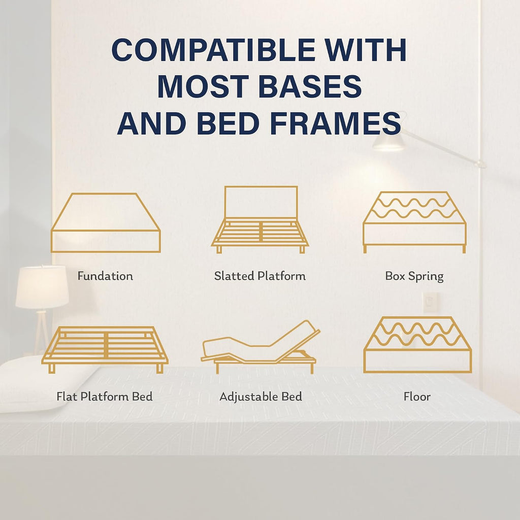 Queen 12" Copper Gel Memory Foam Mattress Pressure Relief Medium | Fiberglass Free, Back pain Relief, Graphene Tech