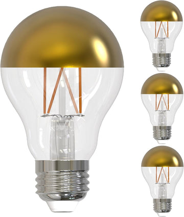 Half Gold Dimmable LED Light Bulb A19 Decorative Round Shape Pack of 4 5W (40W Equivalent) E26 Base 2700K Warm White