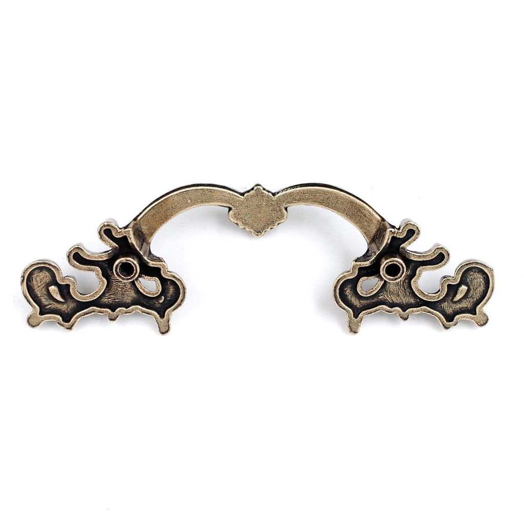 French Provincial Drawer Pulls - 6-Pack, Antique Brass, 2-1/2" Hole Centers, Vintage Shabby Chic Pulls for Dresser