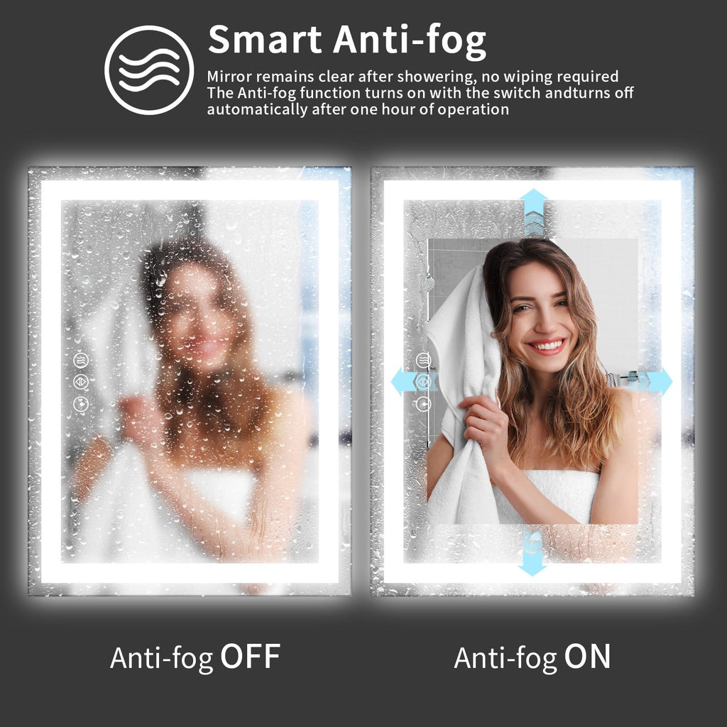 60x36 LED Bathroom Mirror, Shatterproof Mirror with Light