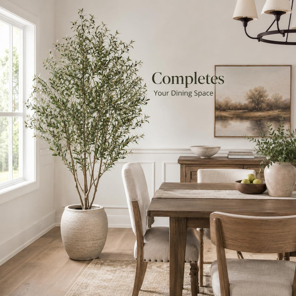 8FT Artificial Olive Tree, Faux Olive Tree with Realistic Leaves and Olive Fruits, Tall Fake Olive Tree for Indoor