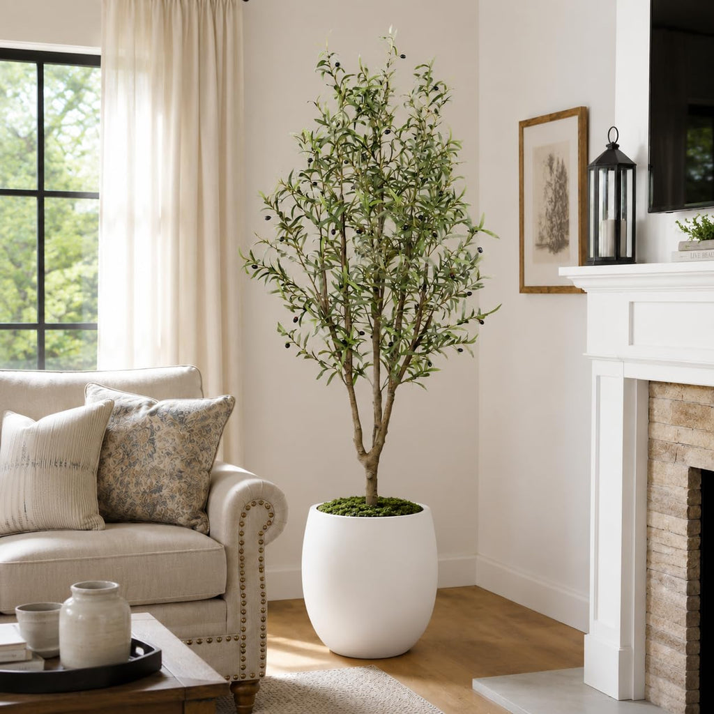 7FT Faux Olive Tree for Artificial Olive Tree Floor Plants Indoor Decor