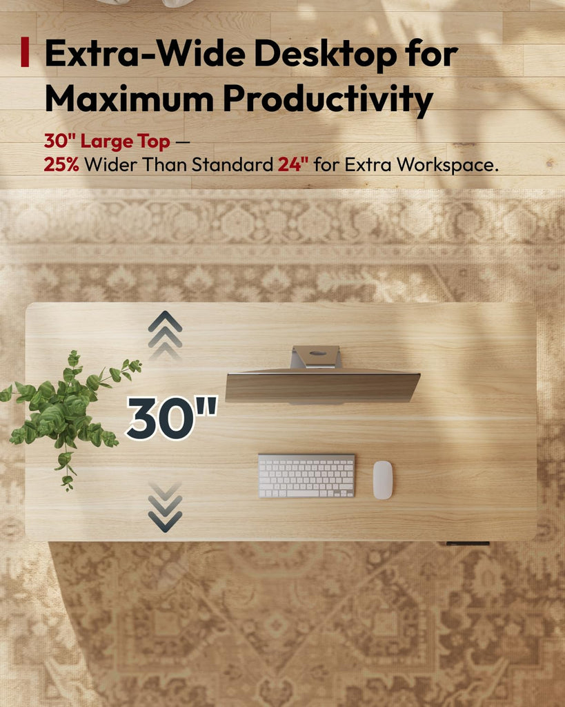 Executive Standing Desk w/Drawers & Dual Motor, White Oak & 60"