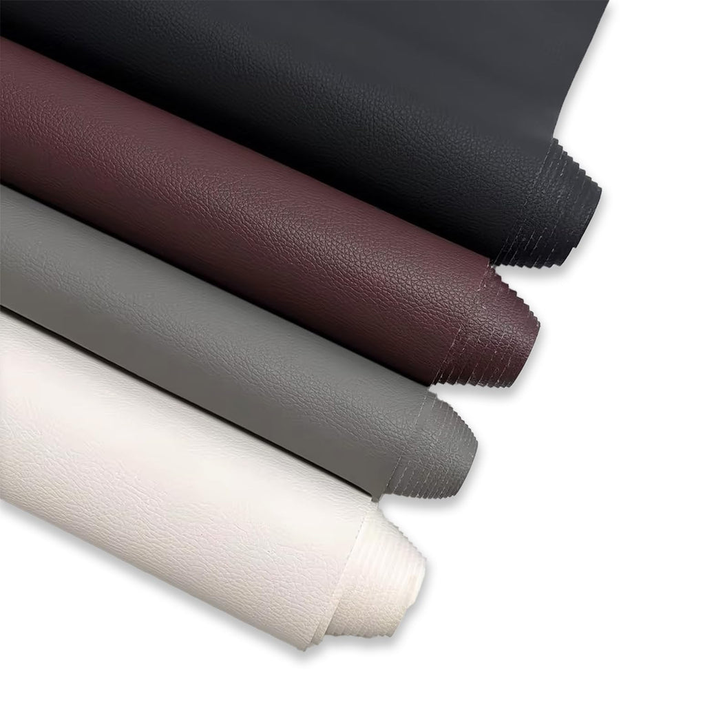 White Faux Leather Fabric 118"×55" Lychee Grain Upholstery Vinyl