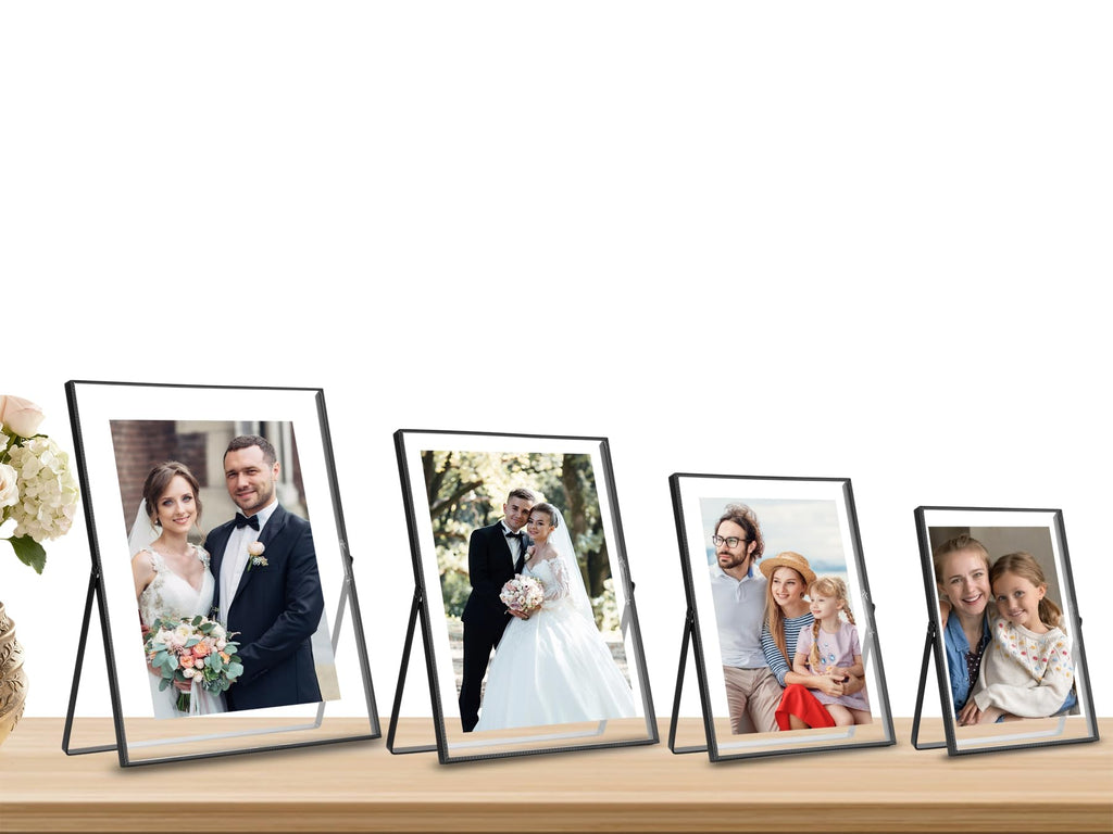 6x8 Black Floating Metal Beaded Frame, Tempered Glass