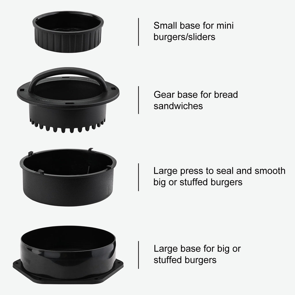 5PCS Smash Burger Press Kit - 4 in 1 Hamburger Patty Storage Containers, 7.68"X4.1" Cast Iron Smash Bacon Press - Non