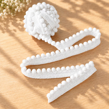 Pom Pom Trim Ribbon, 10 Yards White Pom Ball Fringe Trim for Sewing DIY