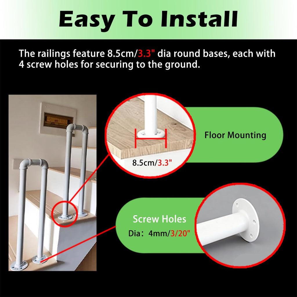 Black Railing for Stairs Indoor, Pre Assembled Staircase Balyuster with Screws, Wooden Steps Stair Balusters Floors