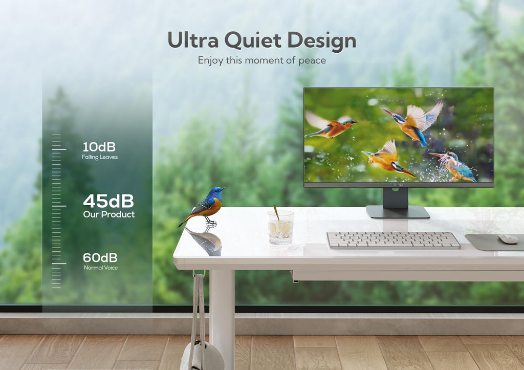 Wireless Charging Glass Standing Desk with Drawers 55×24 Inch