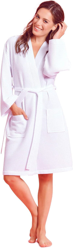 Women's Kimono Waffle Robe-Luxurious & Absorbent & Quick Dry-Cotton & Polyester Blend
