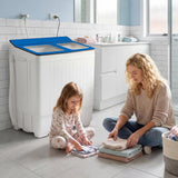 Portable Washing Machine, 26LBS Twin Tub Mini Compact Laundry Washer Spinner Combo with Drain Pump, 18Lbs Washer and