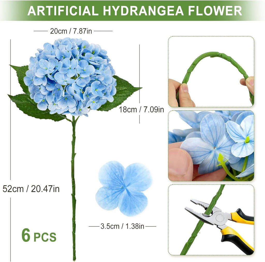 Real Touch White Hydrangea Artificial Flowers 20.5" - Set of 6