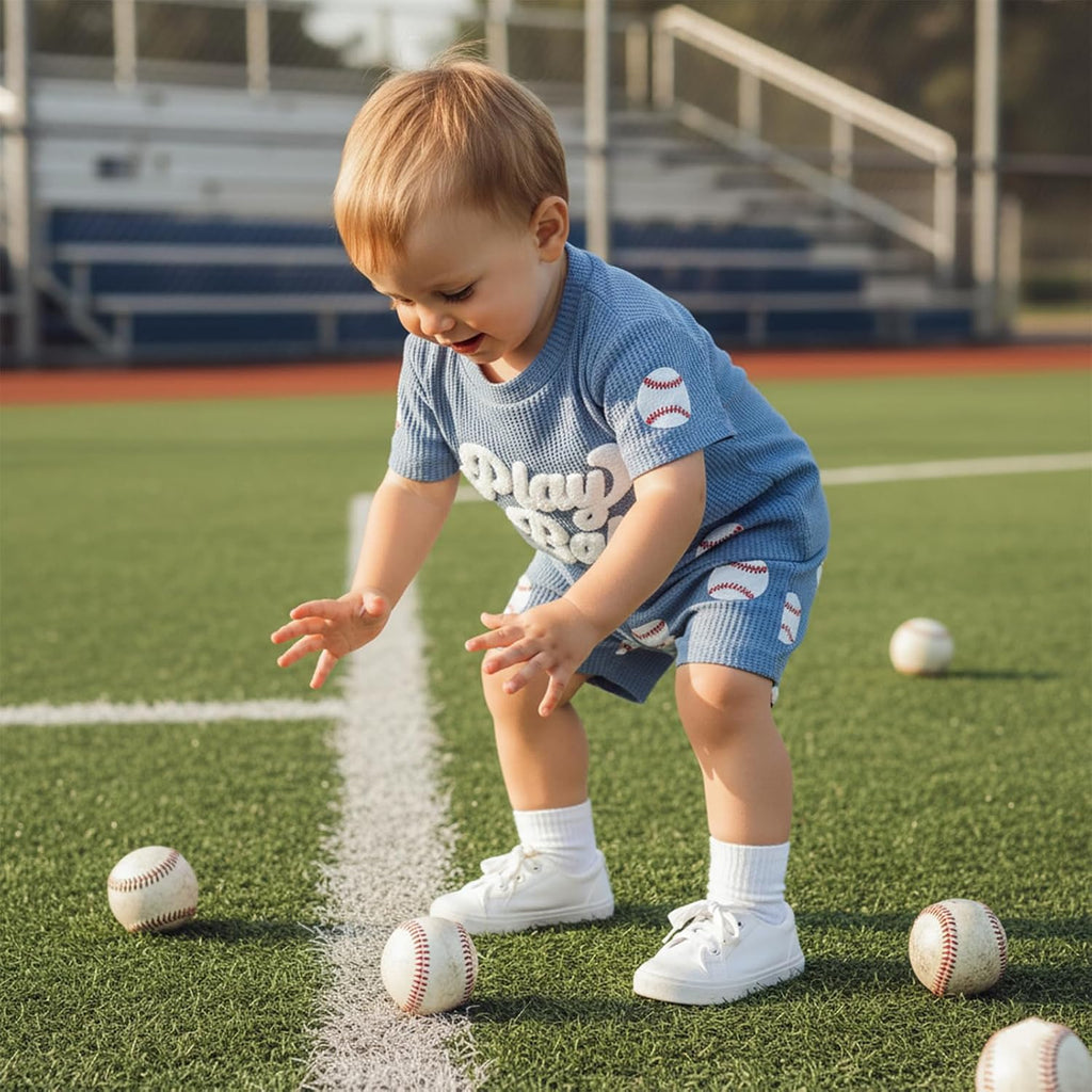 Toddler Baby Boy Football Summer Outfits Game Day T-shirt Shorts