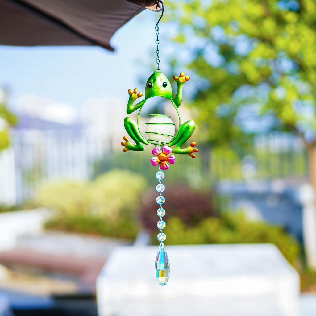 17" Frog Stained Glass Suncatcher, Crystal Window Hanging Ornament