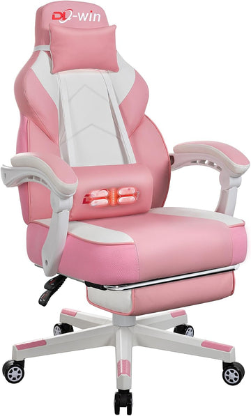 Gaming Chair with Footrest & Lumbar Support, Ergonomic Racing Style Computer Chair, 360° Swivel Height Adjustable