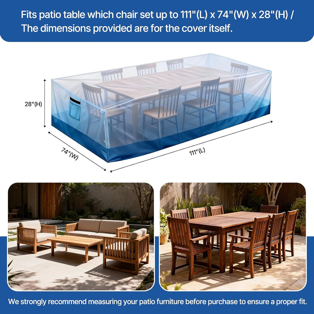 Outdoor Heavy Duty Waterproof Patio Furniture Cover,111x74x28" | Waterproof patio furniture cover for table & chairs.