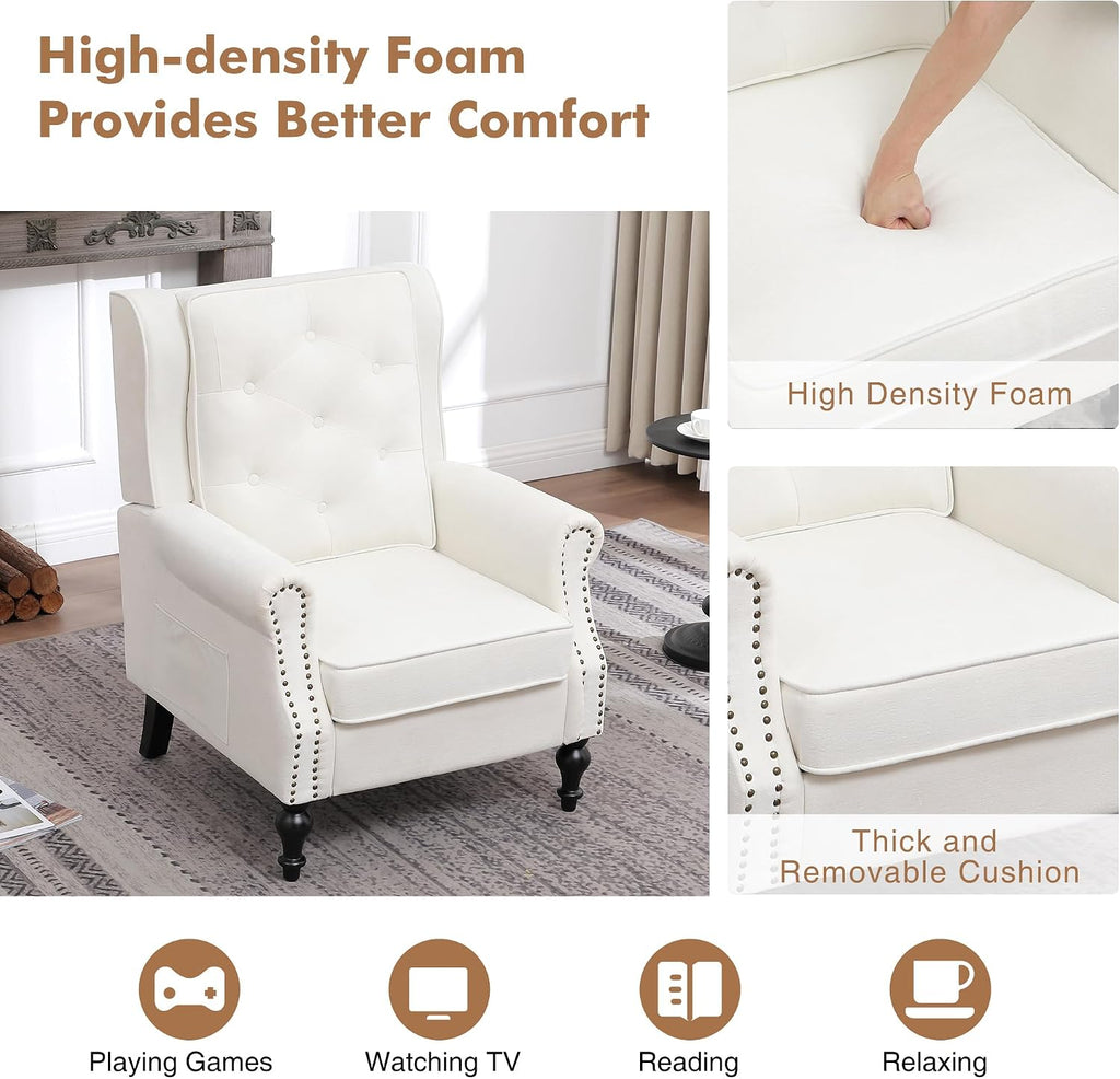 Modern Accent Chair Set Of 2, Wingback Living Room Chairs With High Back, Accent Upholstered Armchair With Vintage