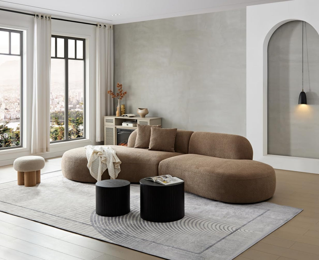 135"Cloud Sofas, Modern Curved Modular Sofa, Boucle Sectional Couches, Oversized Armless Lounge Sofa, Cozy Teddy