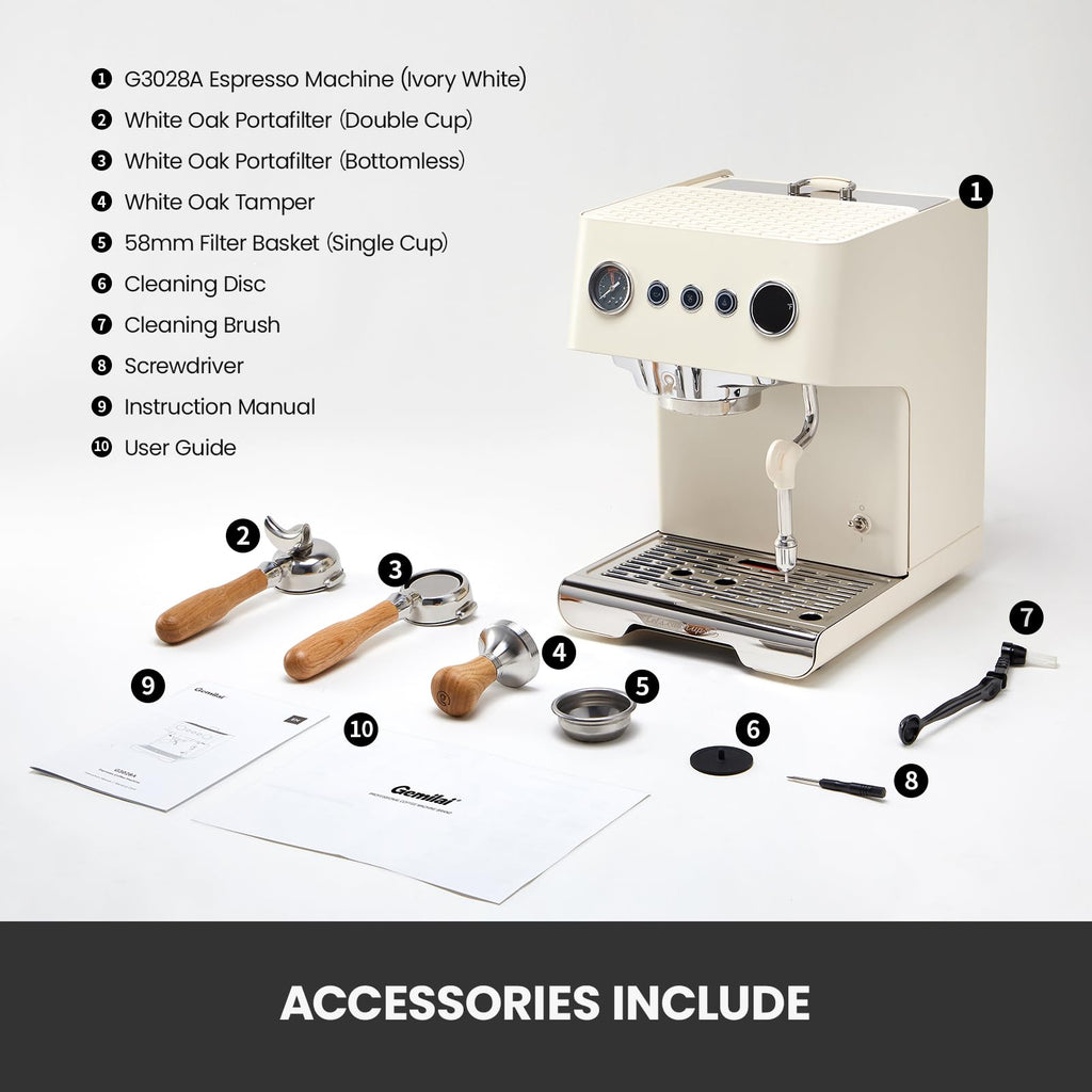 Espresso Machine, 15 Bar Professional Coffee Maker with Adjustable Pressure & Automatic Milk Frother, Dual PID