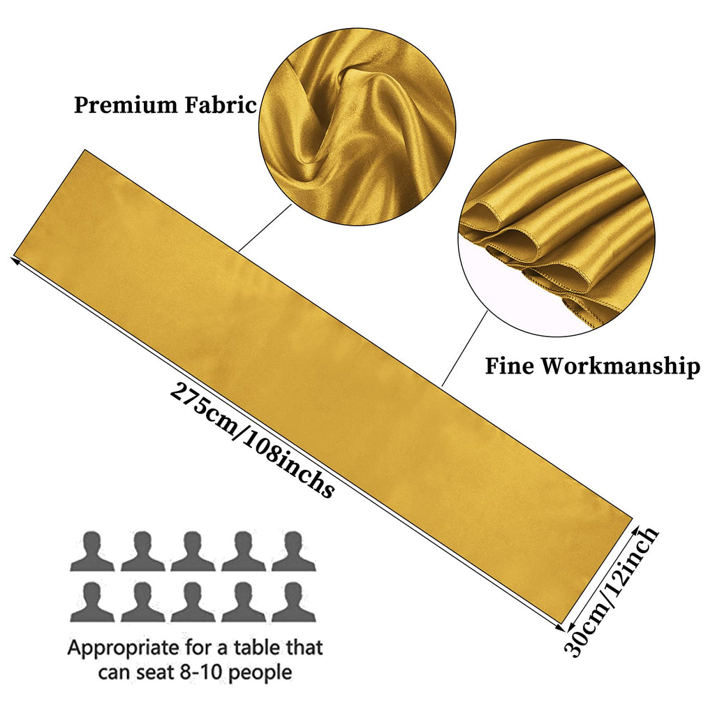 10-Pack Gold 12 x 108 inches Long Premium Satin Table Runner