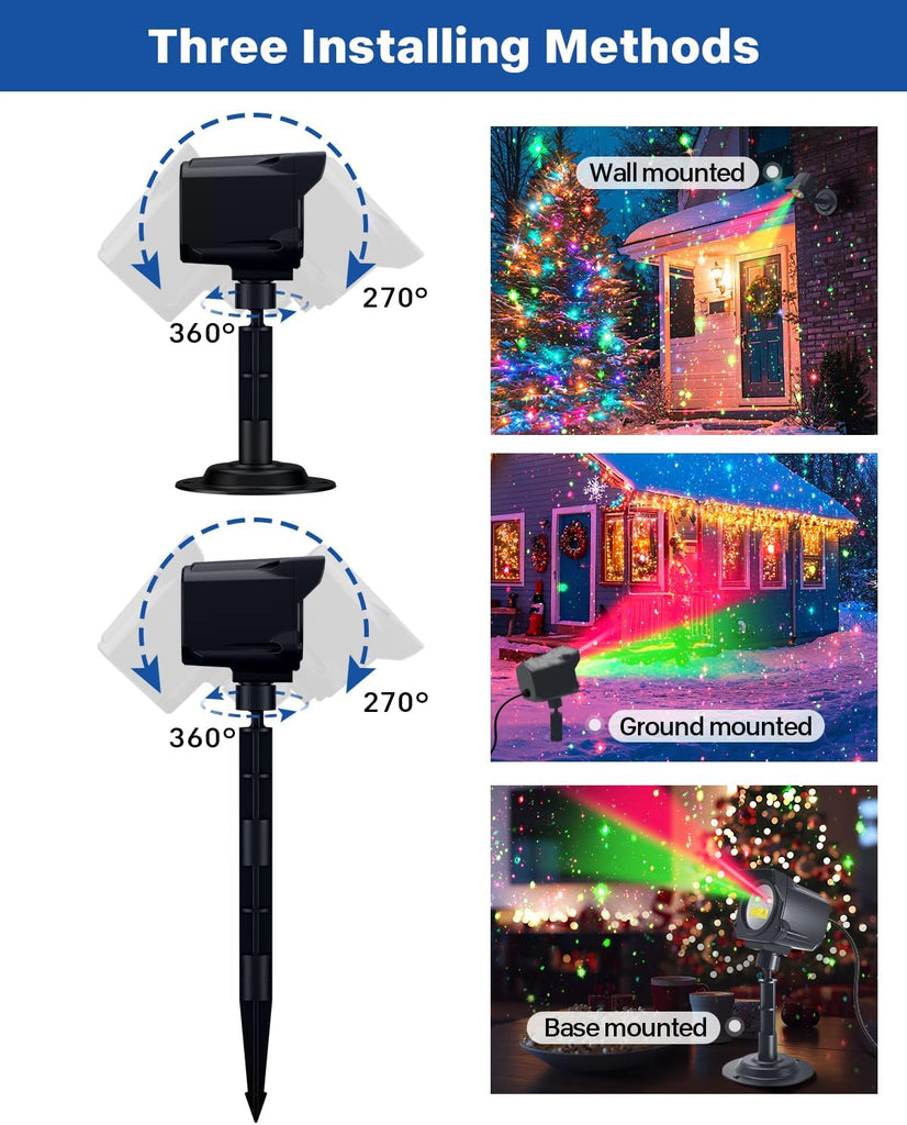 Christmas Projector Lights Outdoor, Thick Metal Housing Laser Light Projector, Red and Green Christmas Decorations