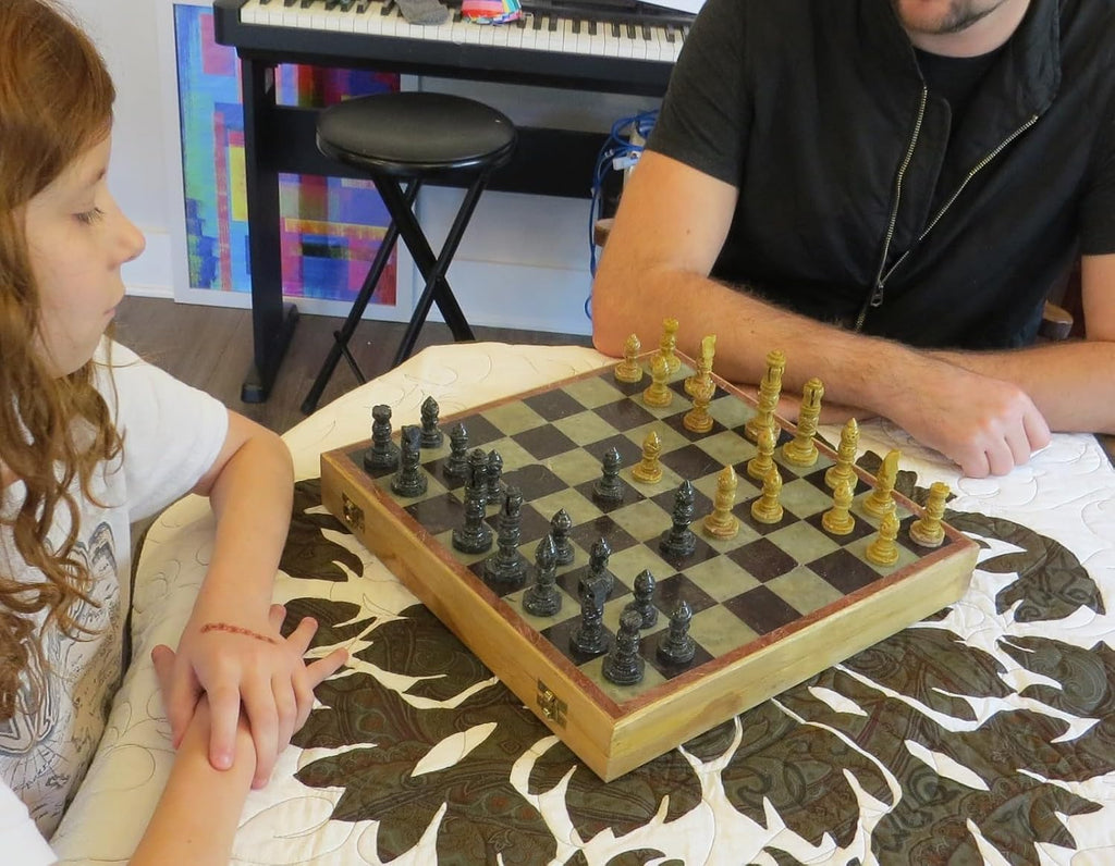 Chess Gifts for Men, 14 in Marble Chess Set, Happy Birthday Gifts for Men, Classic Board Games Collection, Coffee
