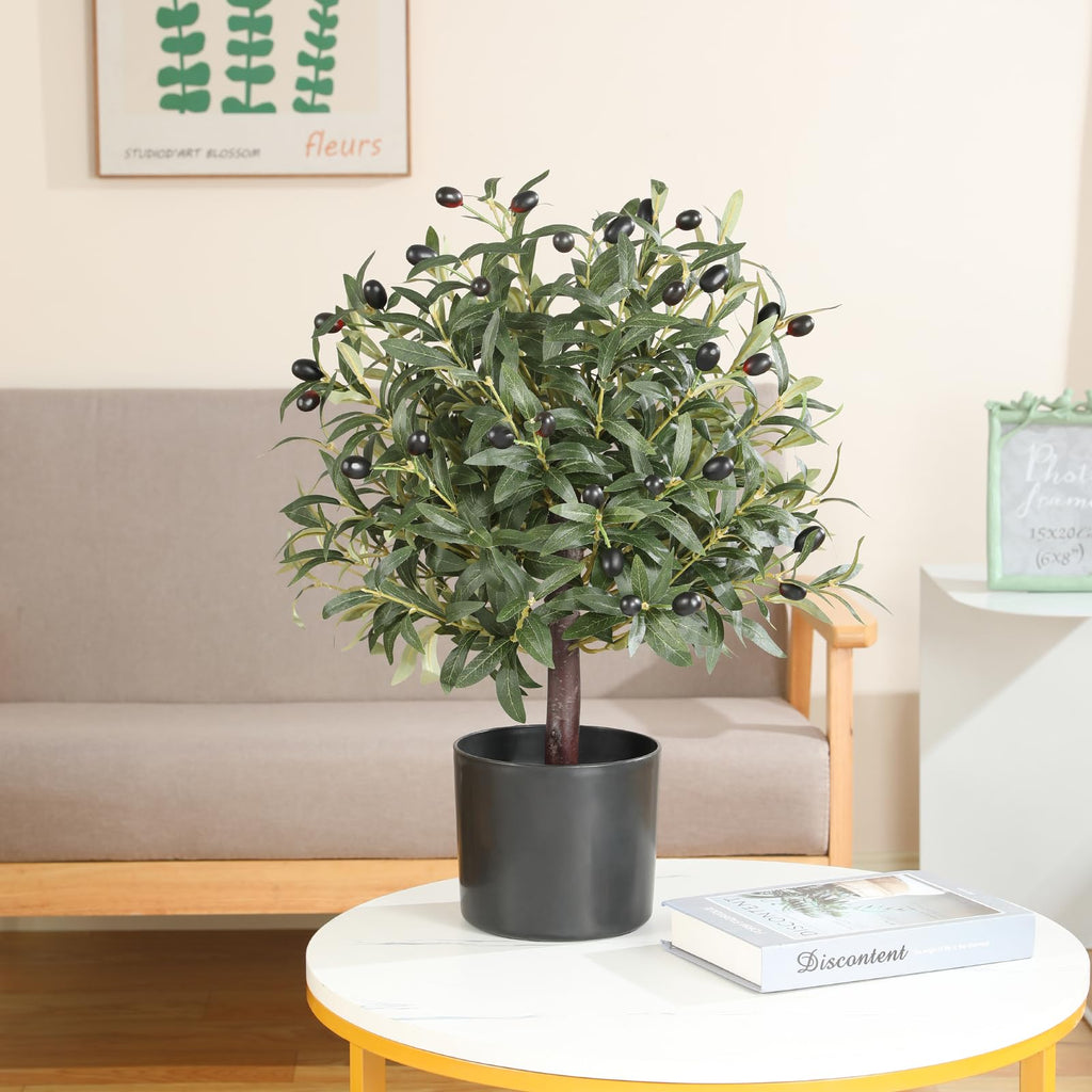 25" Tall Artificial Olive Topiary Ball Tree Set of 2 Pack