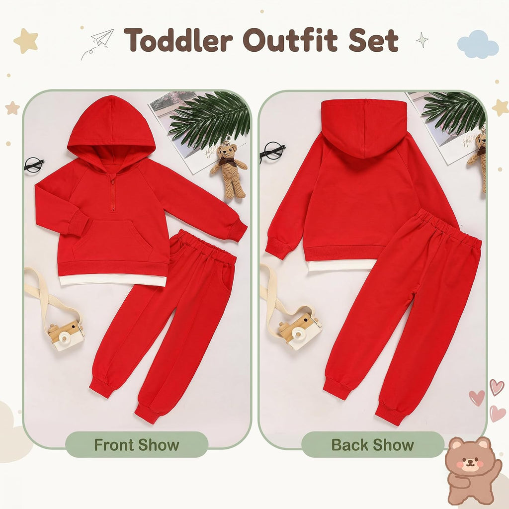Toddler Boy Girl Outfits Half‐Zip Hoodie Sweatshirts Pants Set Fall Clothes