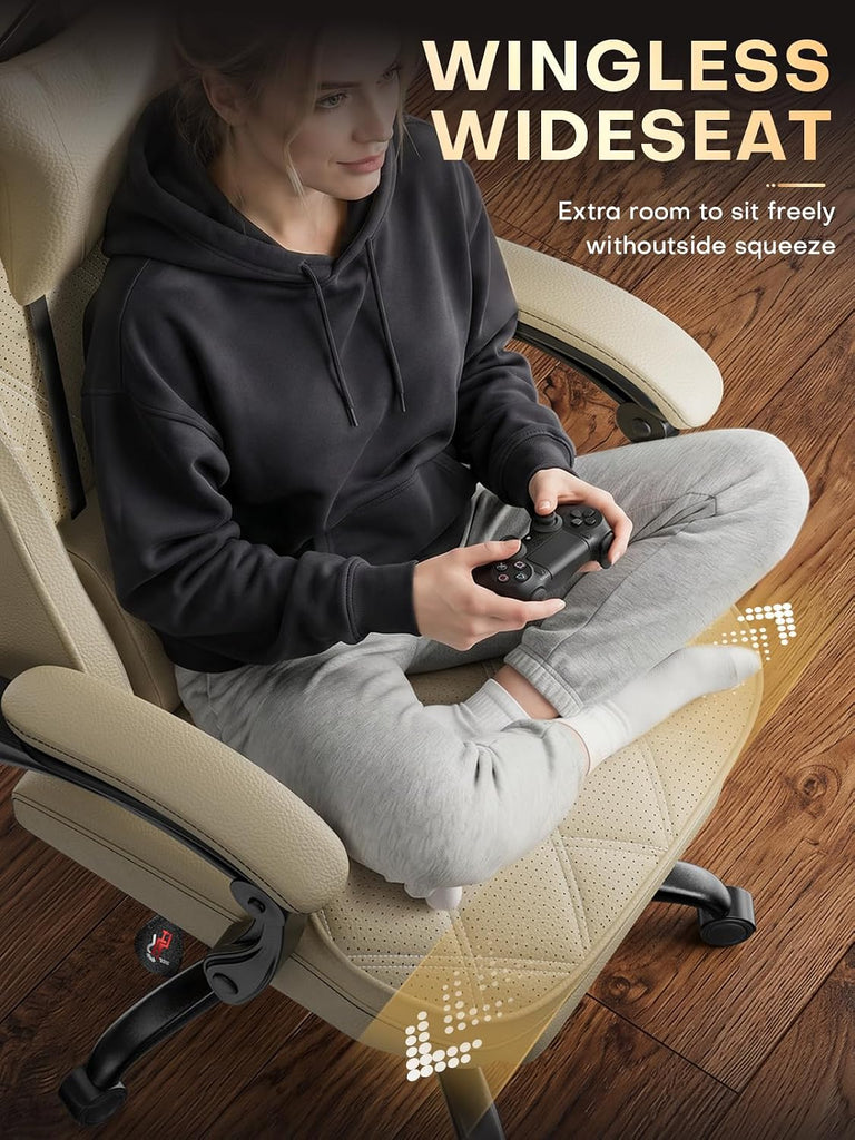 Gaming Chair with Massager Lumbar Support, 400LBS Weight Capacity | Computer Chair with Footrest & Linkage Armrests