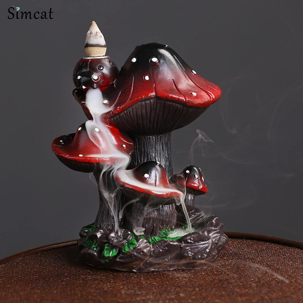 Backflow Incense Holder Burner Mushroom Handicraft Resin Censer - Set of 73