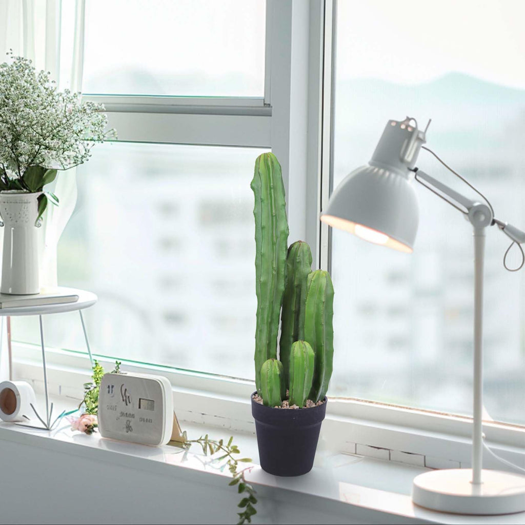 Artificial Cactus 22 Inch Fake Cacti Faux Plant with Black Planter Garden Store Office Floor Decoration