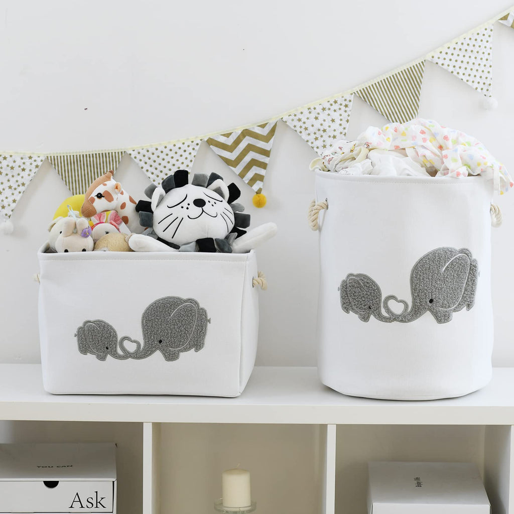 Large Kids Hampers for Laundry Elephant Laundry Hamper Kids Canvas Hampers for Laundry for Girls, Laundry Basket