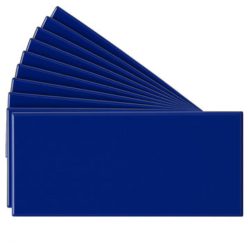 3x6 Ceramic Subway Tile Gloss (Shinny) Box of 10 Pieces Wall Shower Kitchen Backsplash (Cobalt Blue)