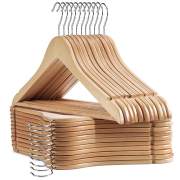 Wooden Hangers 30 Pack Clothes Hanger for Daily Used, Coat Hangers for Closet, Heavy Duty Wood Hanger for Suit, Shirts