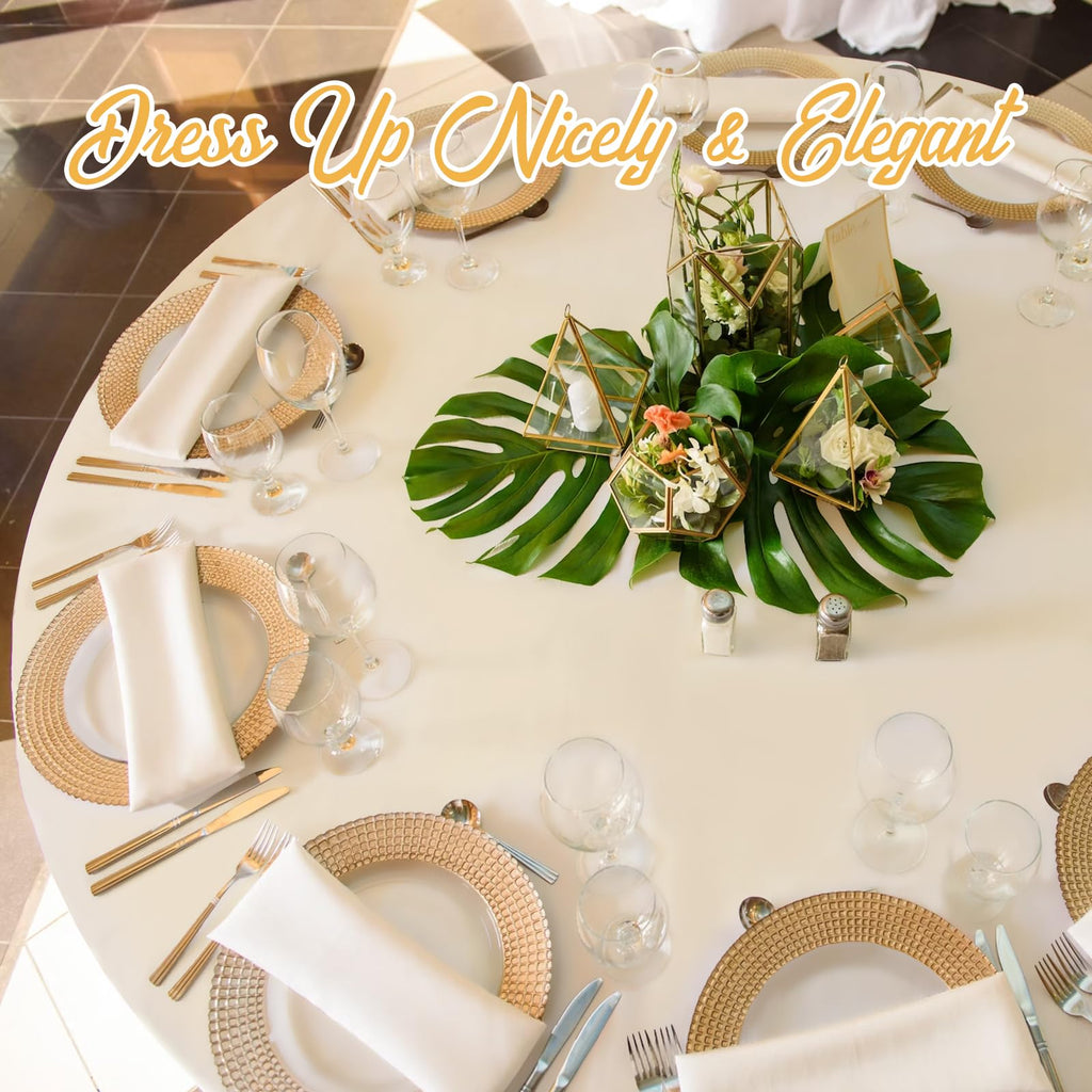 6 Pack Beige Round Tablecloths 120 Inch for 60" Tables