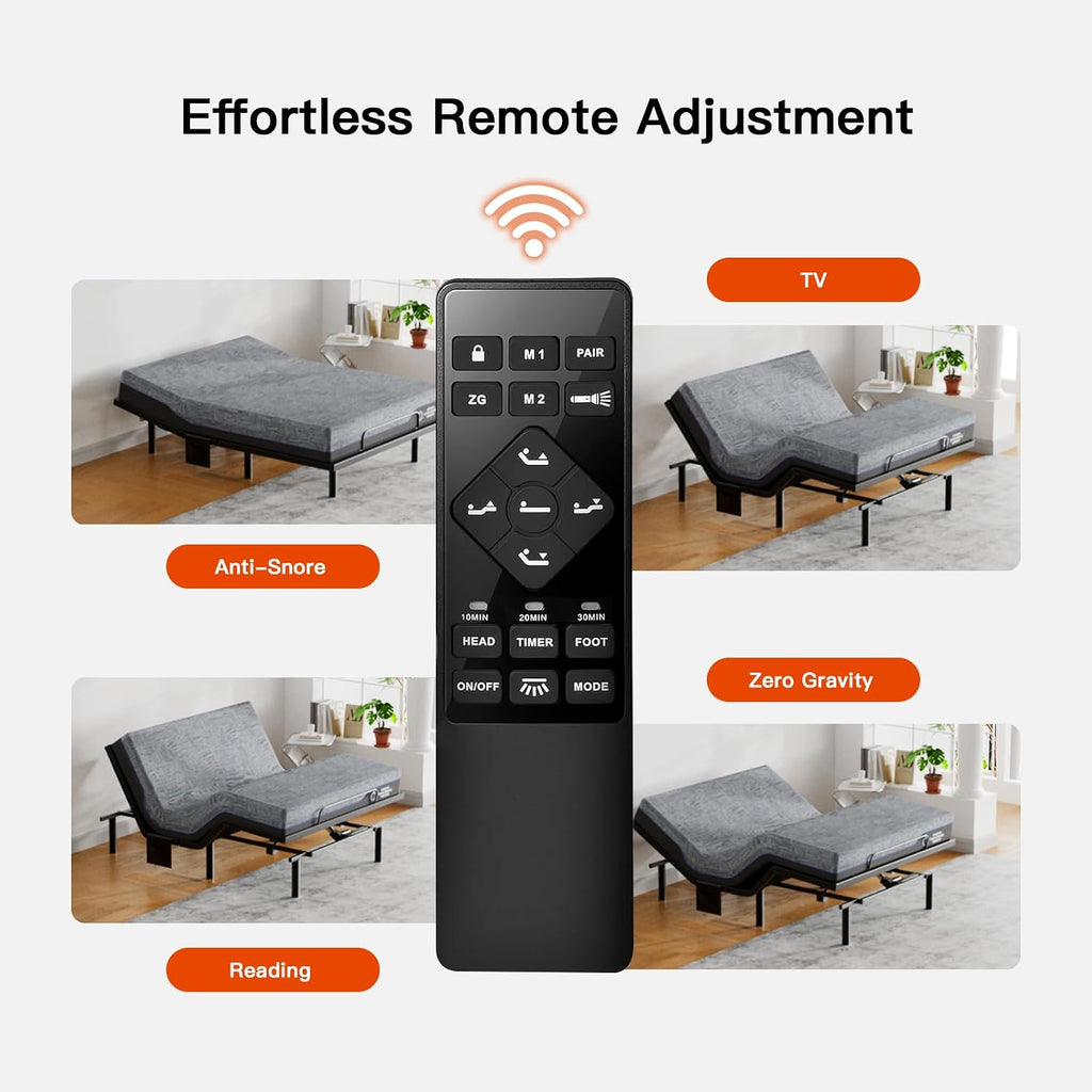 Amada Split King Adjustable Bed Frame with Massage & Wireless Remote, Zero Gravity, Head & Foot Incline, Electric