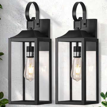 19" Large Outdoor Light Fixture 2 Pack, Black Exterior Lighting Fixtures