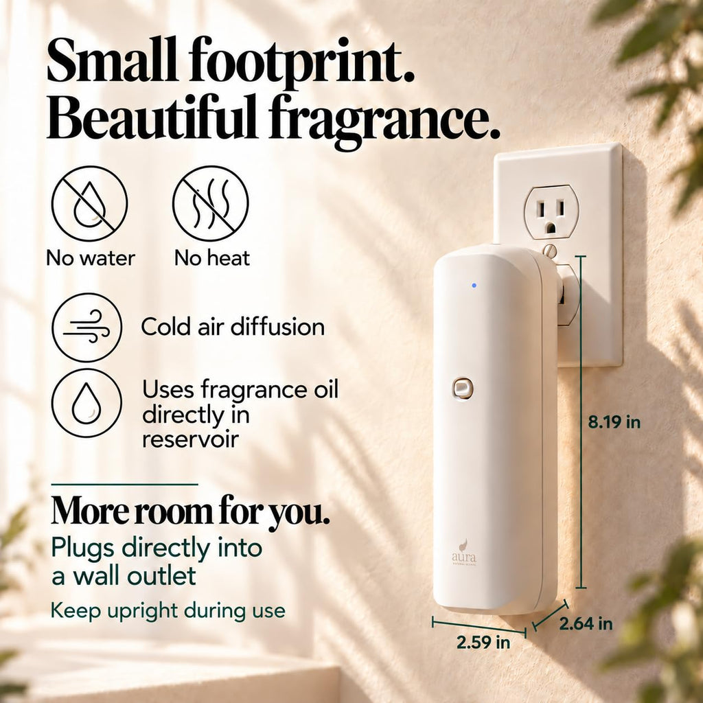 Plug-in Essential Oil Diffuser - Smart Waterless Scent Diffuser, or Retail - Covers 500 Sq Ft, 100ml Refillable