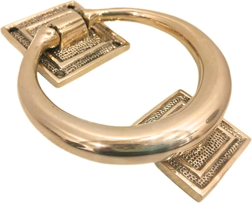 Beautiful Brass Ring Door Knocker Mounting Hardware Home Decoration Smooth Round Shape 5" Diameter Front Door Knocker