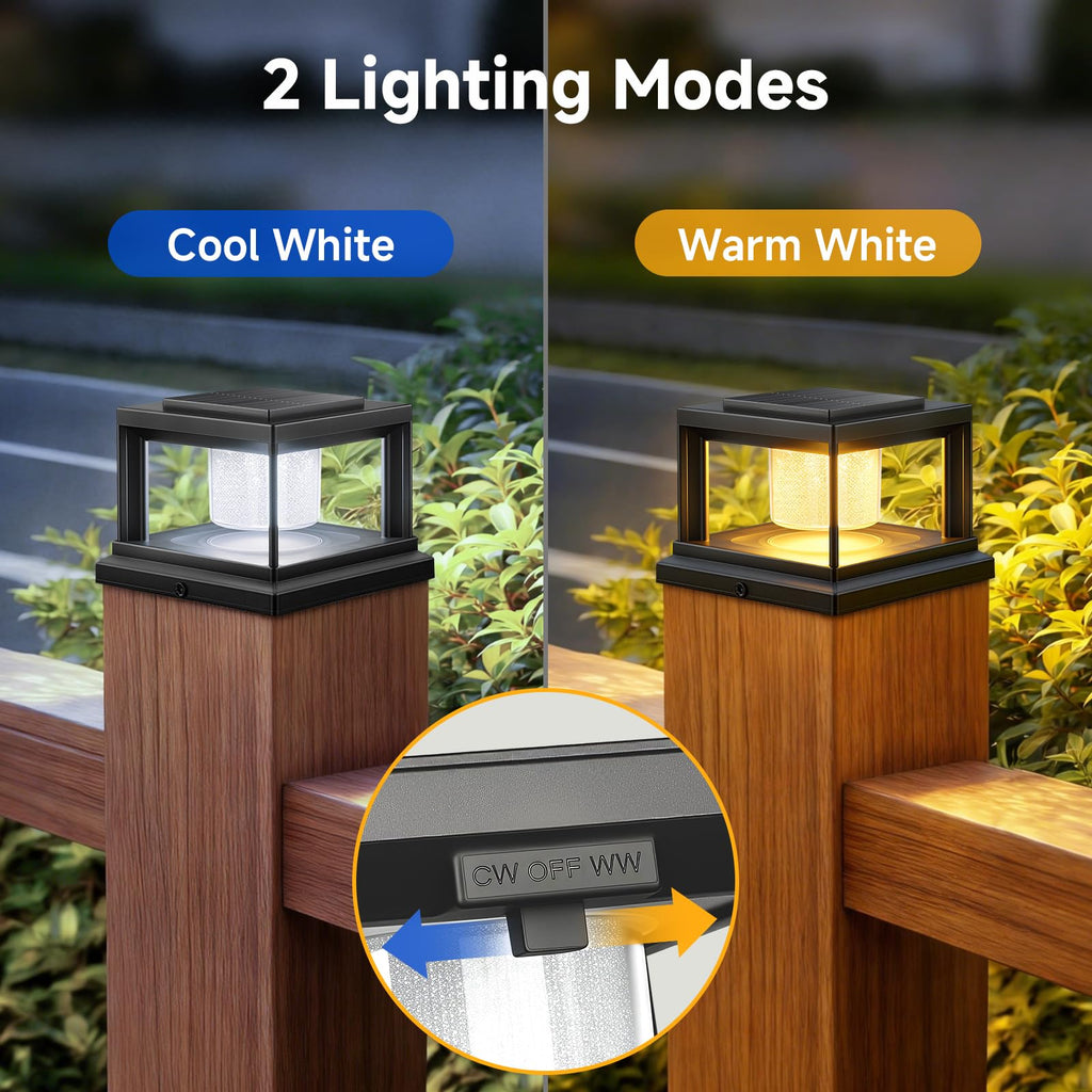 Solar Fence Post Cap Lights 12 Pack Outdoor Waterproof Black
