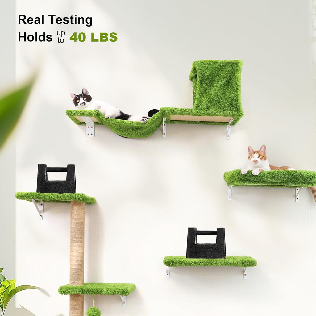 Cat Wall Shelves, 4 in 1 Set, Green