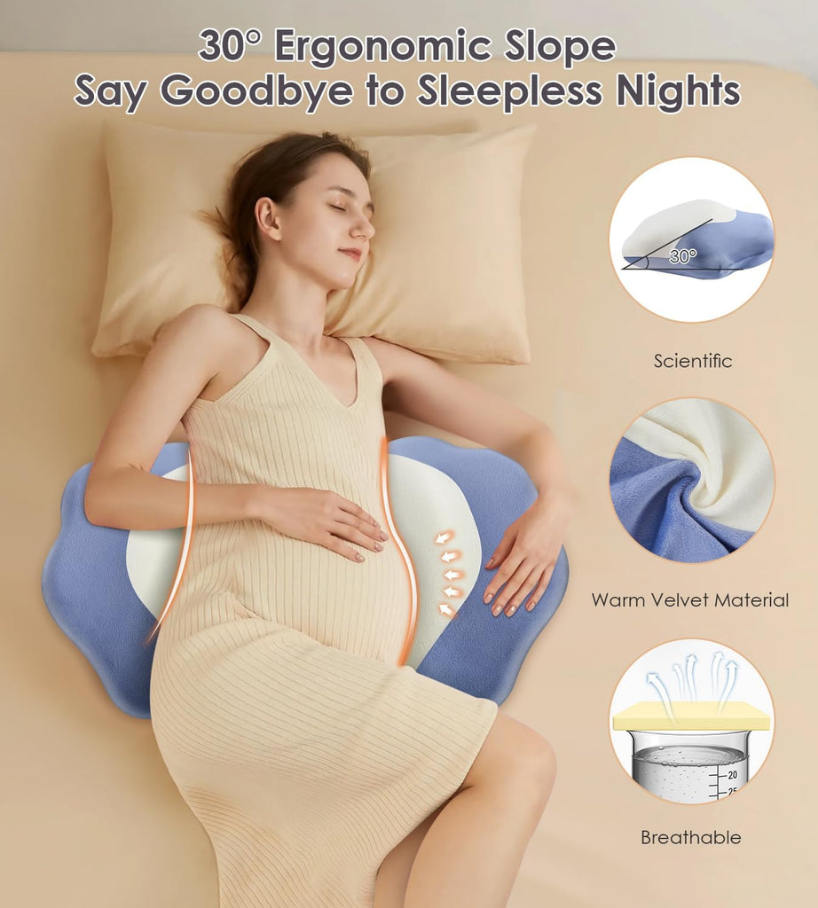 Memory Foam Pregnancy Pillow Maternity Wedge Pillow for Side Sleeper