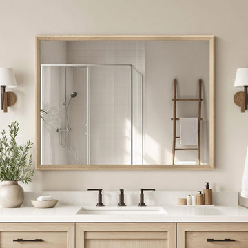 Oak Wood Effect Framed Wall Mirror, 30x40 Rectangle Mirror