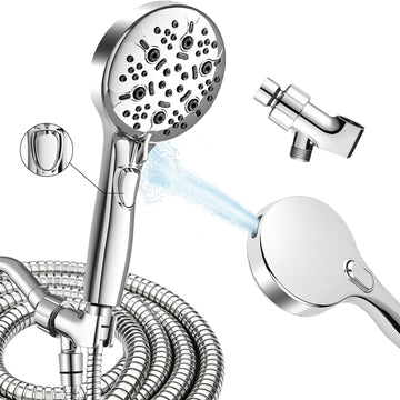 High Pressure Shower Head with Handheld, Power Wash & Auto Reset