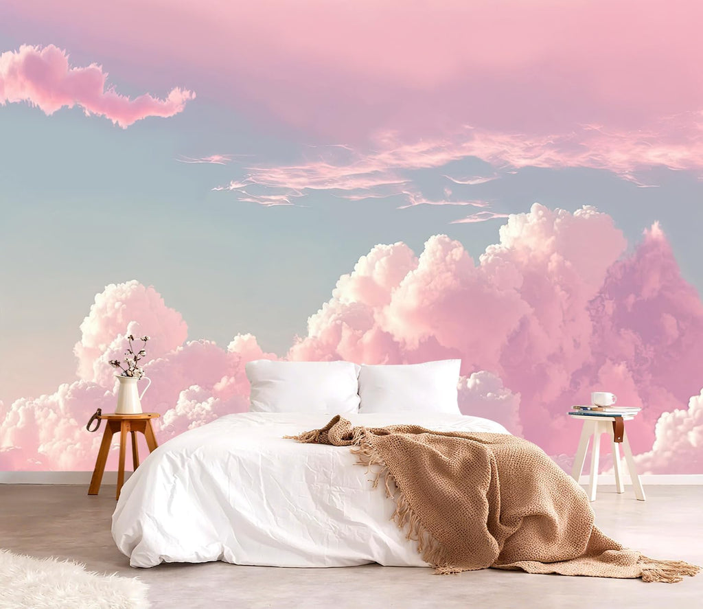 3D Pink Cloud Peel and Stick Wallpaper wall Mural Girl Kid's Room ZY08 M