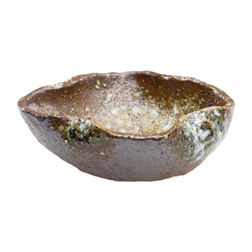 Shigaraki Leaf Bonsai Pot 5.9in, Handmade Japanese Pot, Red Brown