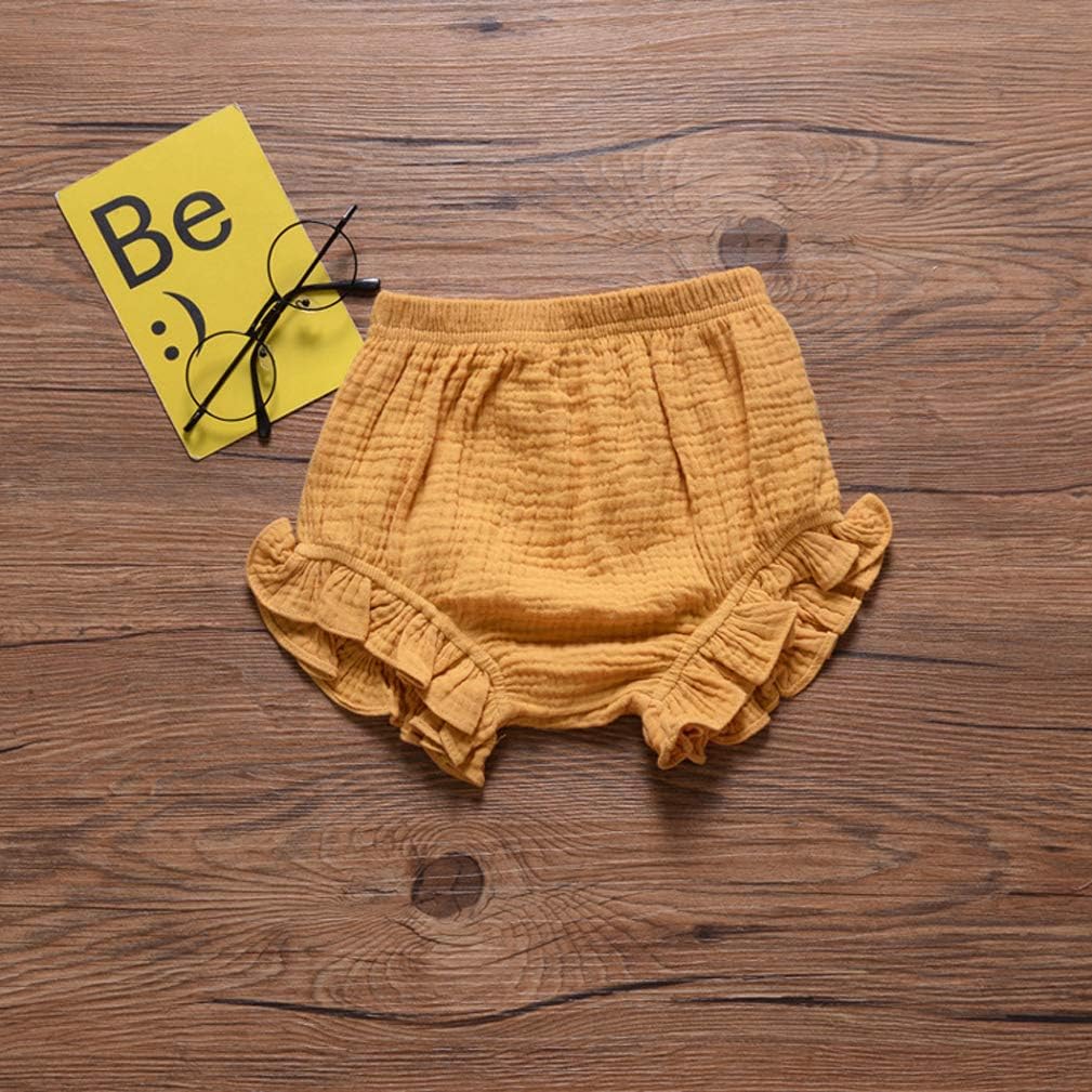 3PC Shorts Set Newborn Baby Girls Boys Pants Cotton Linen Blend Cute Floral Bloomers Triangle Shorts