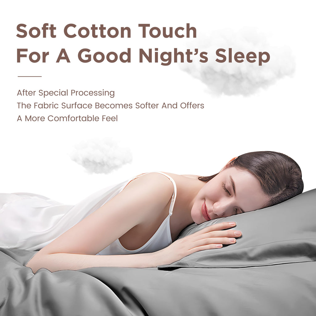 Soft 100% Washed Cotton Sheet Set California King, Grey